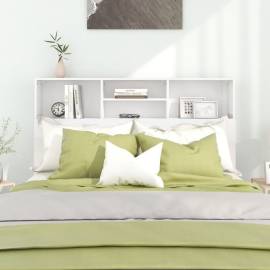 Tăblie de pat cu dulap, alb extralucios, 140x19x103,5 cm, 3 image