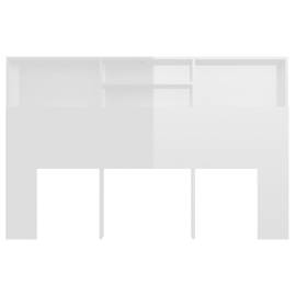 Tăblie de pat cu dulap, alb extralucios, 160x19x103,5 cm, 5 image