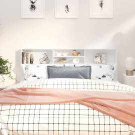 Tăblie de pat cu dulap, alb extralucios, 180x19x103,5 cm