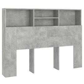 Tăblie de pat cu dulap, gri beton, 140x19x103,5 cm, 2 image