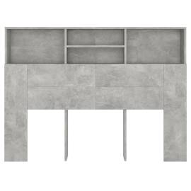 Tăblie de pat cu dulap, gri beton, 140x19x103,5 cm, 5 image