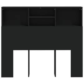 Tăblie de pat cu dulap, negru, 120x19x103,5 cm, 5 image