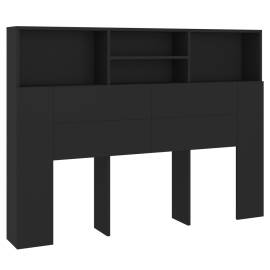 Tăblie de pat cu dulap, negru, 140x19x103,5 cm, 2 image
