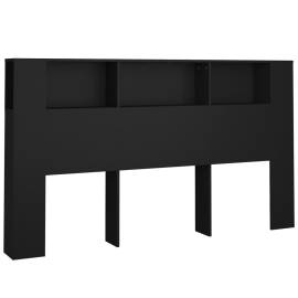 Tăblie de pat cu dulap, negru, 180x18,5x104,5 cm, 2 image
