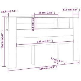 Tăblie de pat cu dulap, negru, 180x18,5x104,5 cm, 6 image