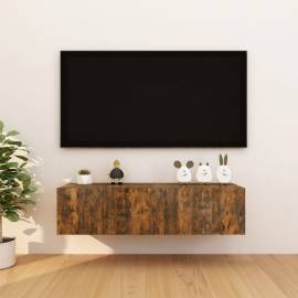 Comode tv montaj pe perete 4 buc. stejar fumuriu 30,5x30x30 cm, 4 image