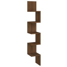 Raft de perete de colț stejar maro 20x20x127,5 cm lemn compozit, 2 image