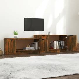 Comodă tv, stejar fumuriu, 158,5x36x45 cm, lemn prelucrat, 3 image