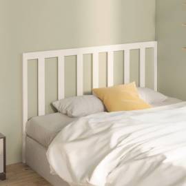 Tăblie de pat, alb, 126x4x100 cm, lemn masiv de pin, 3 image
