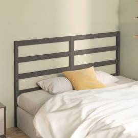 Tăblie de pat, gri, 126x4x100 cm, lemn masiv de pin, 3 image