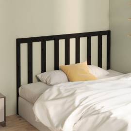 Tăblie de pat, negru, 141x4x100 cm, lemn masiv de pin, 3 image