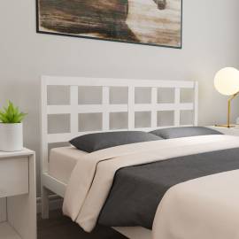 Tăblie de pat, alb, 145,5x4x100 cm, lemn masiv de pin, 5 image