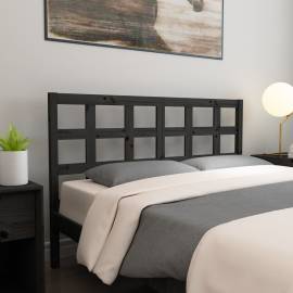 Tăblie de pat, negru, 145,5x4x100 cm, lemn masiv de pin, 5 image