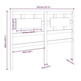 Tăblie de pat, alb, 145,5x4x100 cm, lemn masiv de pin, 6 image