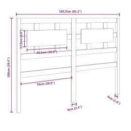 Tăblie de pat, alb, 165,5x4x100 cm, lemn masiv de pin, 6 image