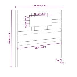 Tăblie de pat, alb, 95,5x4x100 cm, lemn masiv de pin, 6 image
