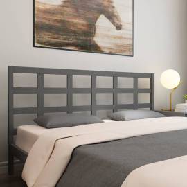 Tăblie de pat, gri, 205,5x4x100 cm, lemn masiv de pin, 5 image