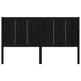 Tăblie de pat, negru, 125,5x4x100 cm, lemn masiv de pin, 4 image