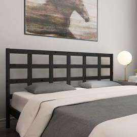 Tăblie de pat, negru, 205,5x4x100 cm, lemn masiv de pin, 5 image