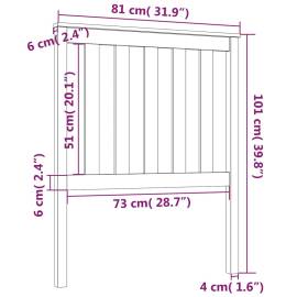 Tăblie de pat, alb, 81x6x101 cm, lemn masiv de pin, 6 image