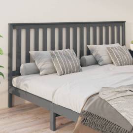 Tăblie de pat, gri, 206x6x101 cm, lemn masiv de pin, 4 image