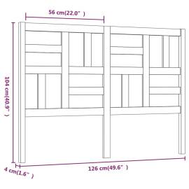 Tăblie de pat, negru, 126x4x104 cm, lemn masiv de pin, 6 image