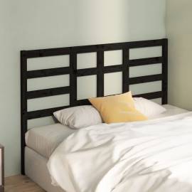 Tăblie de pat, negru, 146x4x104 cm, lemn masiv de pin, 3 image