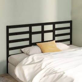 Tăblie de pat, negru, 186x4x104 cm, lemn masiv de pin, 3 image