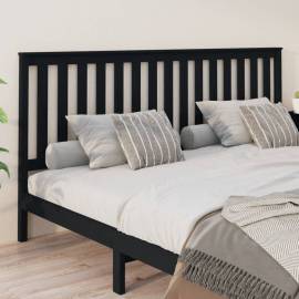 Tăblie de pat, negru, 206x6x101 cm, lemn masiv de pin, 4 image