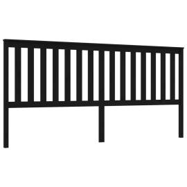 Tăblie de pat, negru, 206x6x101 cm, lemn masiv de pin, 2 image