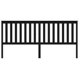 Tăblie de pat, negru, 206x6x101 cm, lemn masiv de pin, 3 image