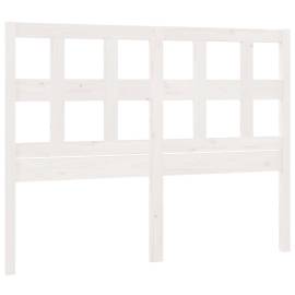 Tăblie de pat, alb, 125,5x4x100 cm, lemn masiv de pin, 2 image