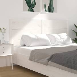 Tăblie de pat, alb, 156x4x100 cm, lemn masiv de pin, 4 image