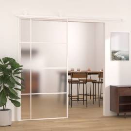 Ușă glisantă, alb, 102,5x205 cm, sticlă mată esg și aluminiu