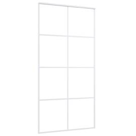 Ușă glisantă, alb, 102,5x205 cm, sticlă mată esg și aluminiu, 3 image