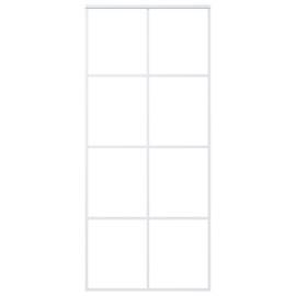 Ușă glisantă, alb, 90x205 cm, sticlă esg mată și aluminiu, 2 image