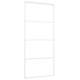 Ușă glisantă, alb, 90x205 cm, sticlă esg mată și aluminiu, 3 image