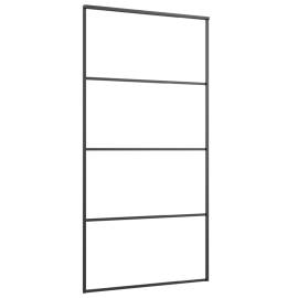 Ușă glisantă, negru, 102,5x205 cm, sticlă mată esg și aluminiu, 3 image