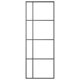 Ușă glisantă, negru, 76x205 cm, sticlă mată esg și aluminiu, 3 image