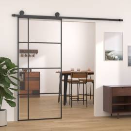 Ușă glisantă, negru, 90x205 cm, sticlă esg și aluminiu