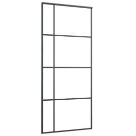 Ușă glisantă, negru, 90x205 cm, sticlă esg și aluminiu, 2 image