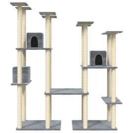 Ansamblu pisici, stâlpi din funie sisal, gri deschis, 174 cm, 4 image