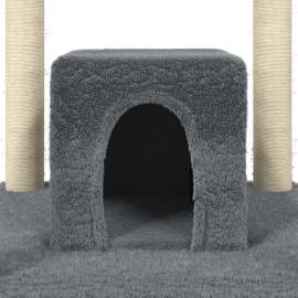Ansamblu pisici cu stâlpi din funie de sisal, gri închis 174 cm, 7 image
