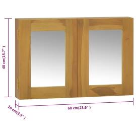 Dulap cu oglindă, 60x10x40 cm, lemn masiv de tec, 9 image
