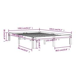 Cadru de pat dublu 4ft6, negru, 135x190 cm, lemn masiv, 8 image