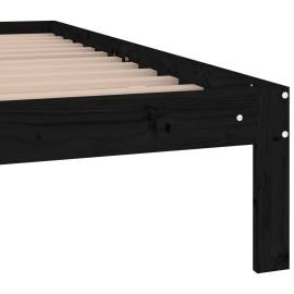 Cadru de pat dublu 4ft6, negru, 135x190 cm, lemn masiv, 6 image