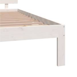 Cadru de pat king size 5ft, alb, 150x200 cm, lemn masiv, 6 image