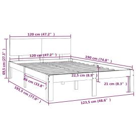 Cadru de pat small double 4ft,maro miere,120x190 cm, lemn masiv, 8 image