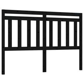Tăblie de pat, negru, 146x4x100 cm, lemn masiv de pin, 2 image