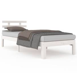 Cadru de pat, alb, 100x200 cm, lemn masiv de pin, 2 image
